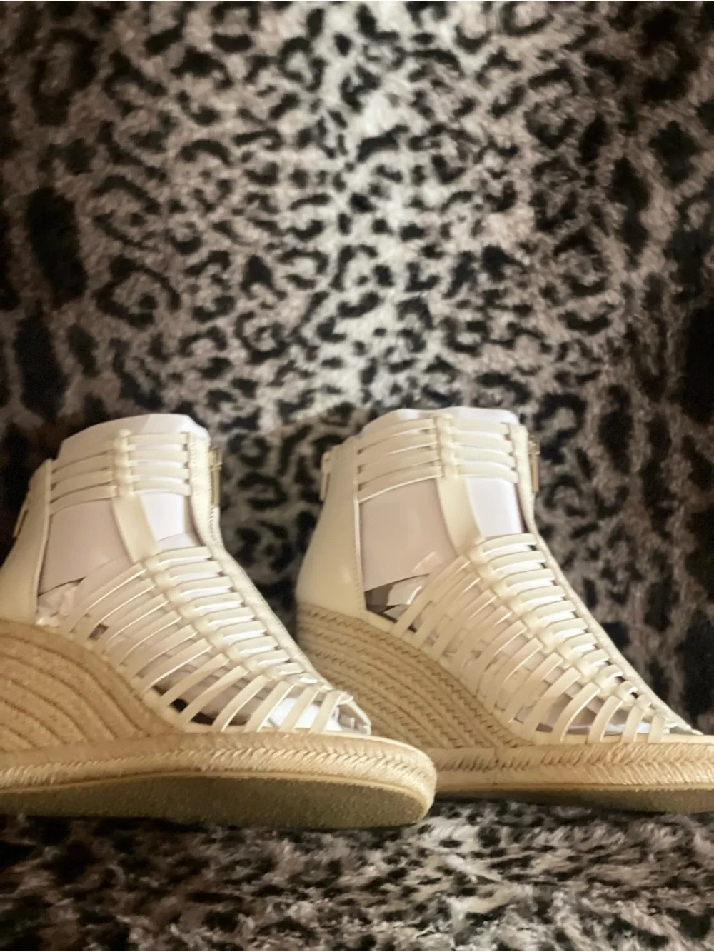 Women’s Cream Woven Espadrille Wedge Heels
